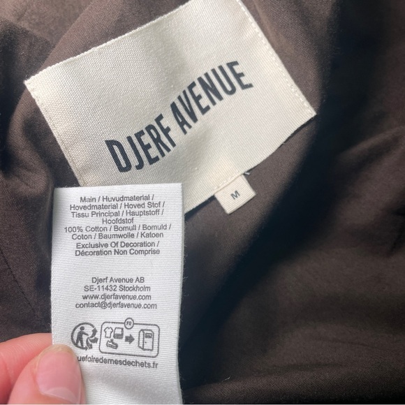 Djerf Avenue- Moleskin Blazer Brown Size Medium Fitted Cropped Cotton Jacket - Picture 14 of 14